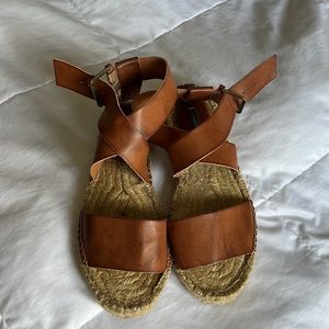 Leather Buckle Espadrilles 6.5